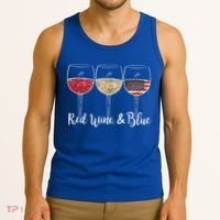 Red Wine & Blue 4th Of July Wine Red White Blue Wine Glasses Tank Top thumb 3