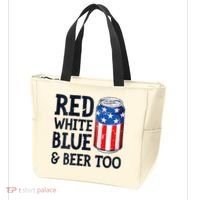 Red White Blue And Beer Too 4th Of July Drinking Tote Bag thumb 3