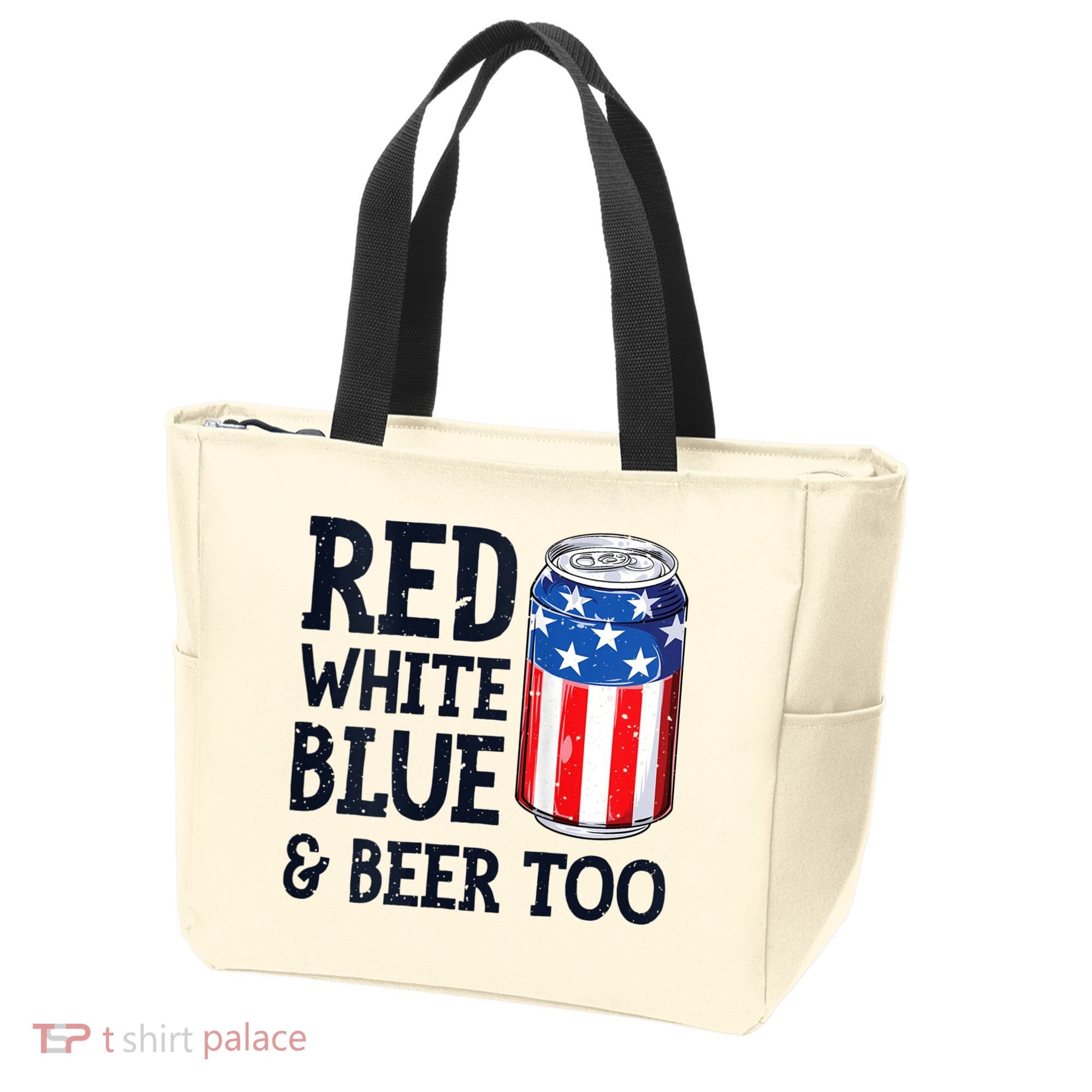 Red White Blue And Beer Too 4th Of July Drinking Tote Bag