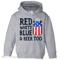 Red White Blue And Beer Too 4th Of July Drinking Toddler Hoodie thumb 0