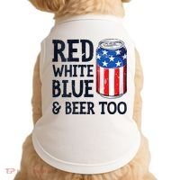Red White Blue And Beer Too 4th Of July Drinking Doggie Tank thumb 0