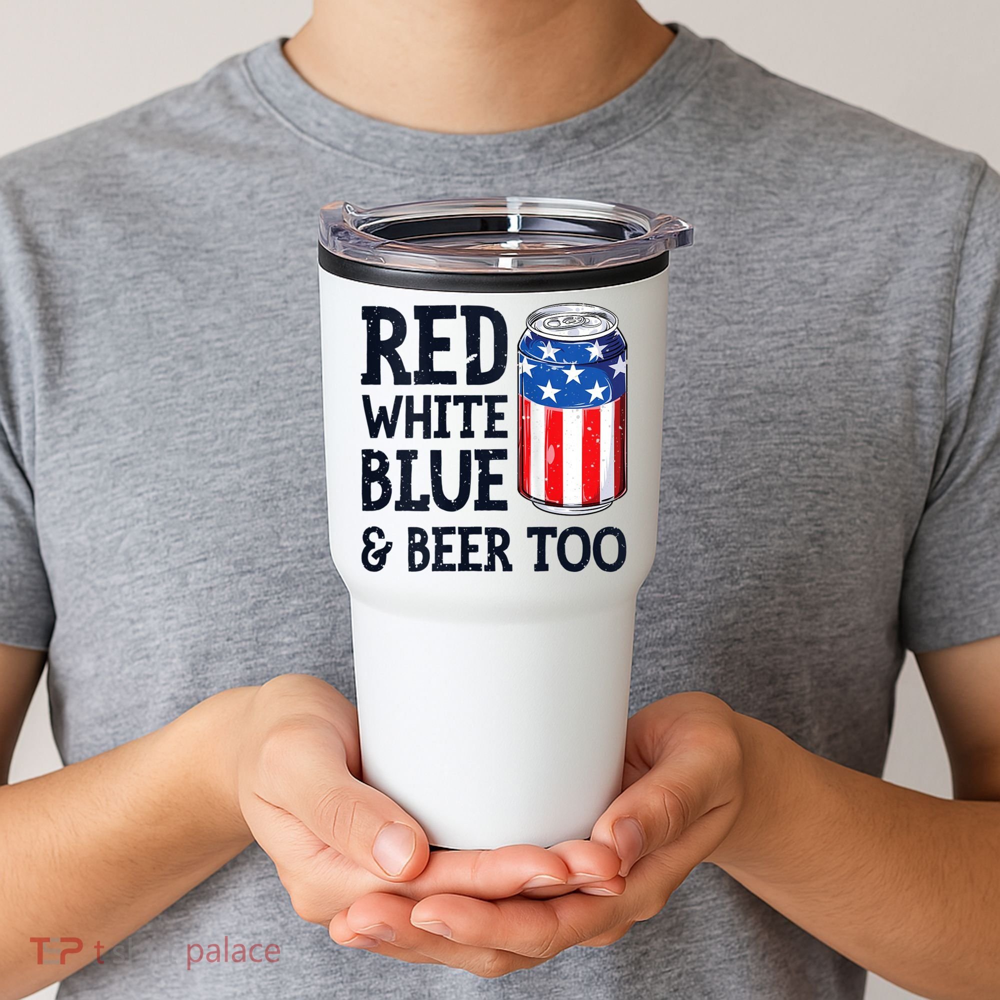 Red White Blue And Beer Too 4th Of July Drinking Tumbler