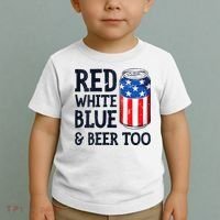 Red White Blue And Beer Too 4th Of July Drinking Toddler T-Shirt thumb 2
