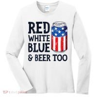 Red White Blue And Beer Too 4th Of July Drinking Women's Long Sleeve Shirt thumb 0