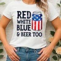 Red White Blue And Beer Too 4th Of July Drinking Women's T-Shirt thumb 2