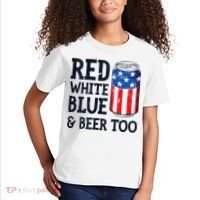 Red White Blue And Beer Too 4th Of July Drinking Kids T-Shirt thumb 2