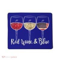 Red Wine & Blue 4th Of July Wine Red White Blue Wine Glasses Mousepad thumb 0