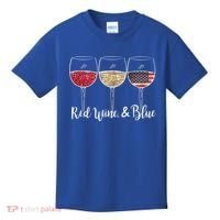 Red Wine & Blue 4th Of July Wine Red White Blue Wine Glasses Kids T-Shirt thumb 0