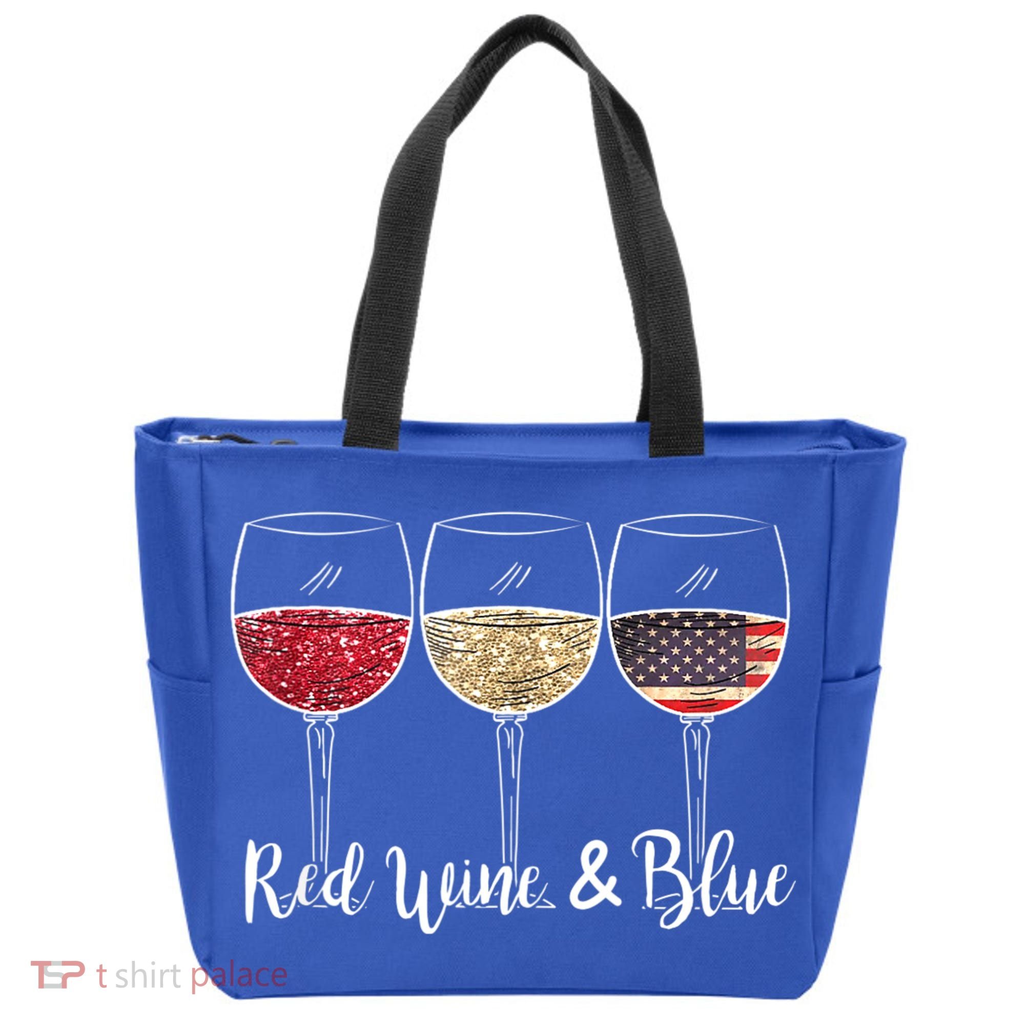 Red Wine & Blue 4th Of July Wine Red White Blue Wine Glasses Tote Bag