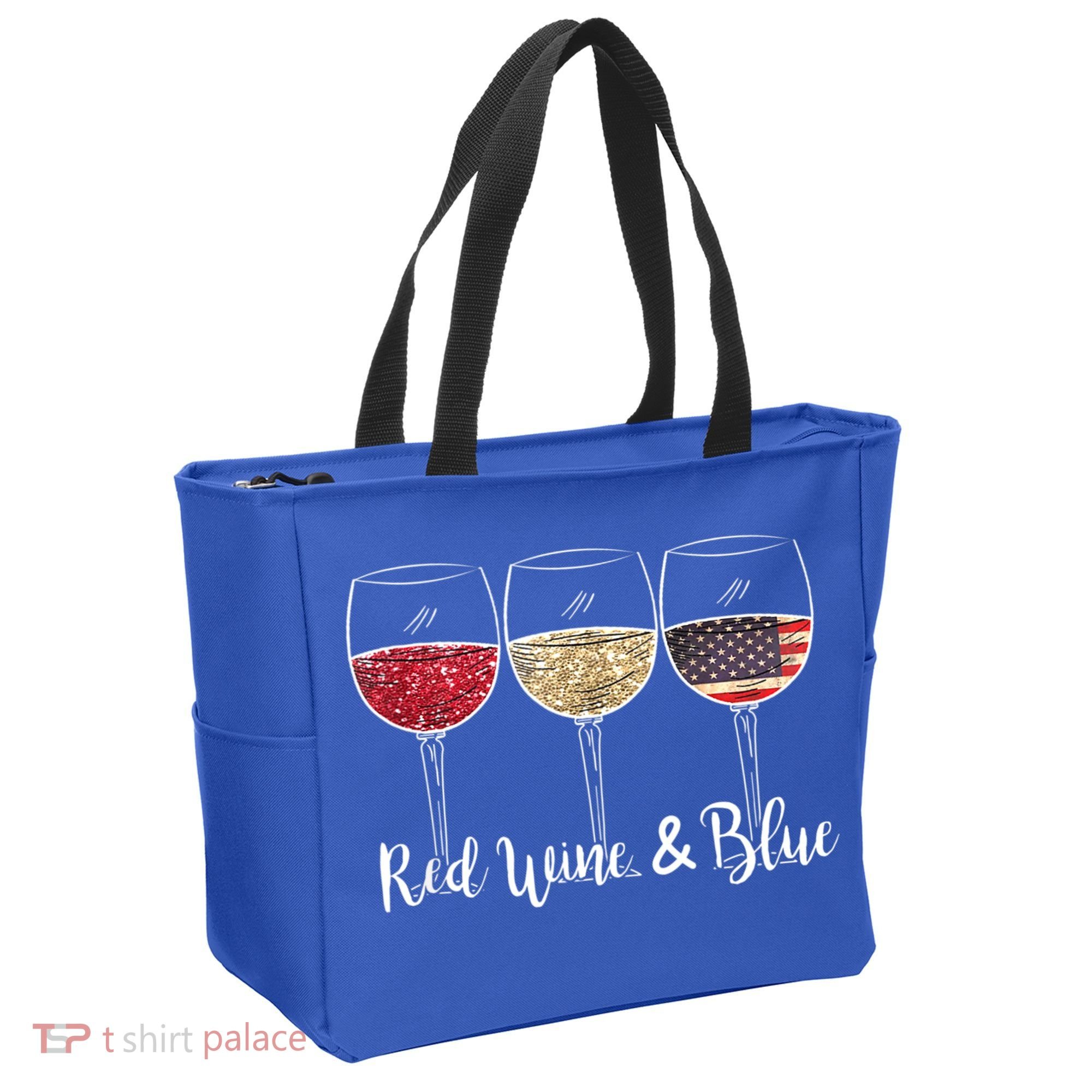 Red Wine & Blue 4th Of July Wine Red White Blue Wine Glasses Tote Bag