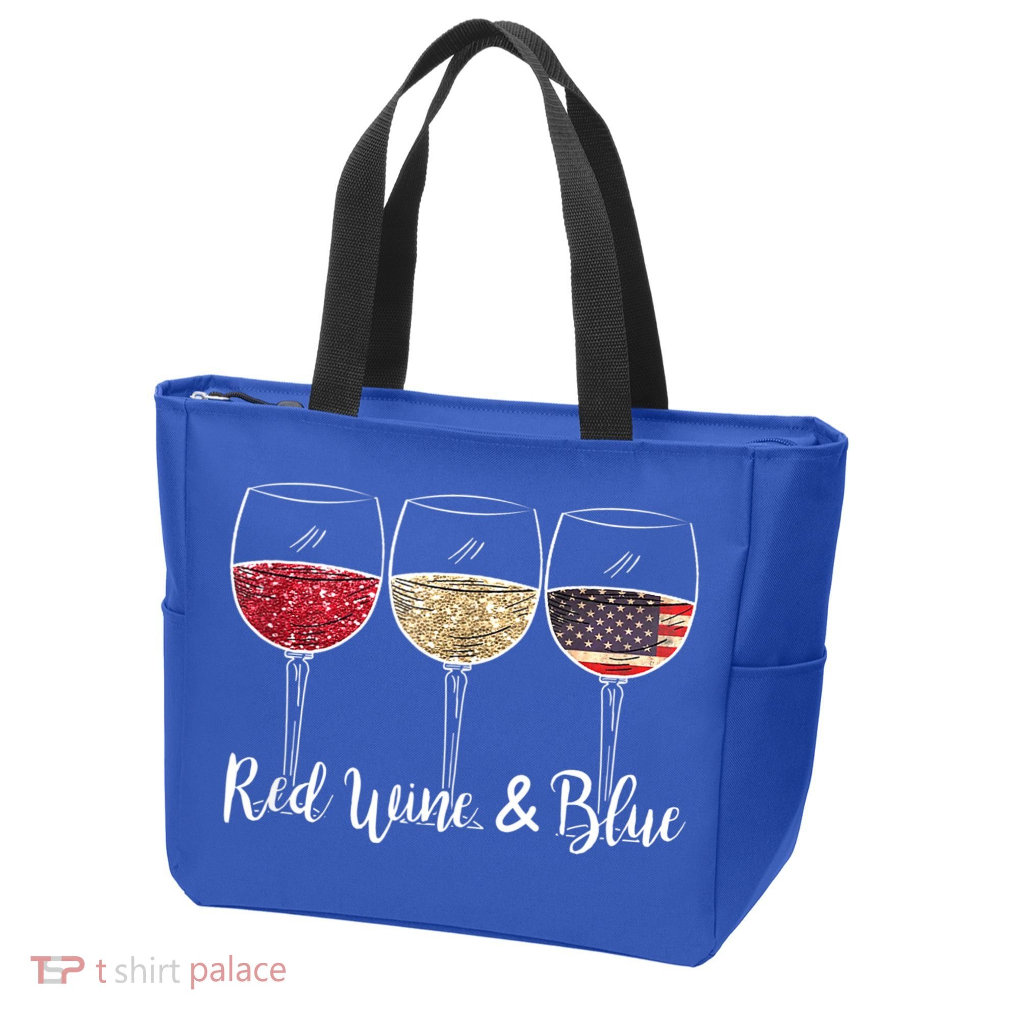 Red Wine & Blue 4th Of July Wine Red White Blue Wine Glasses Tote Bag