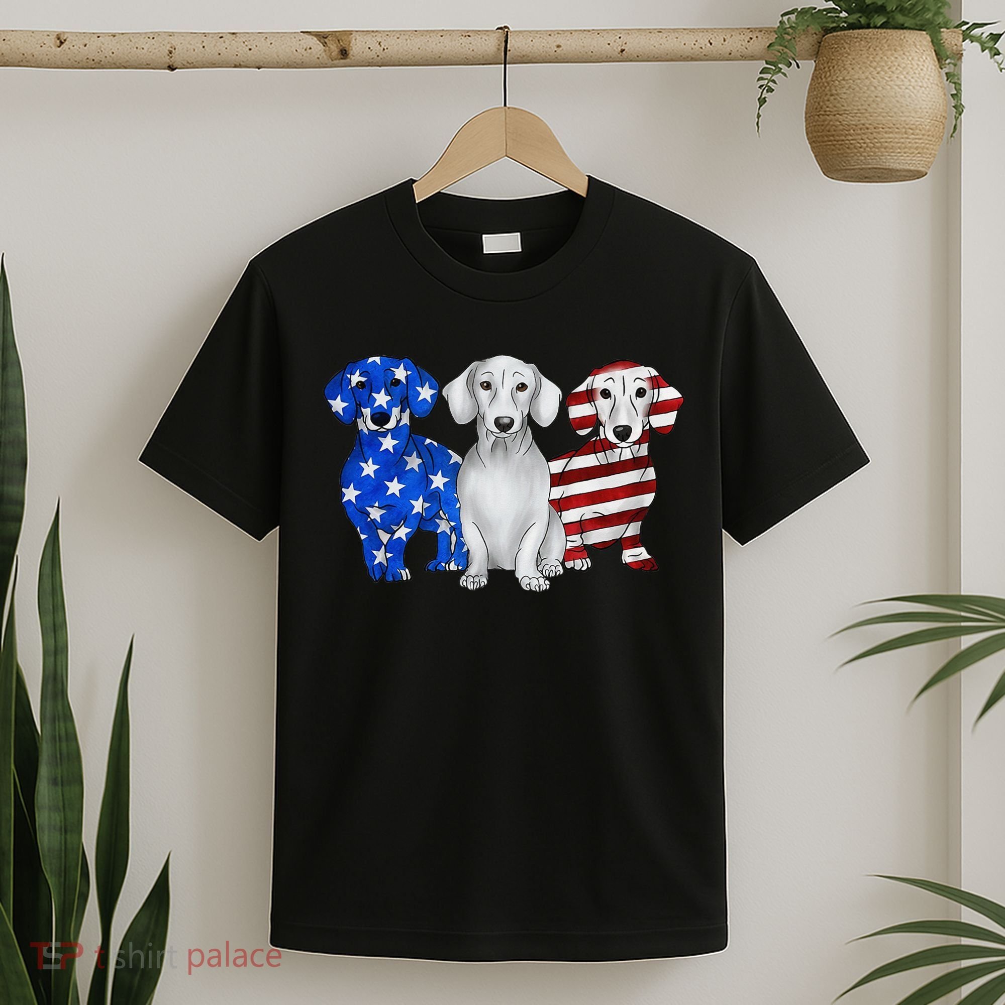 Red White Blue Dachshund American Flag 4th Of July Patriot T-Shirt