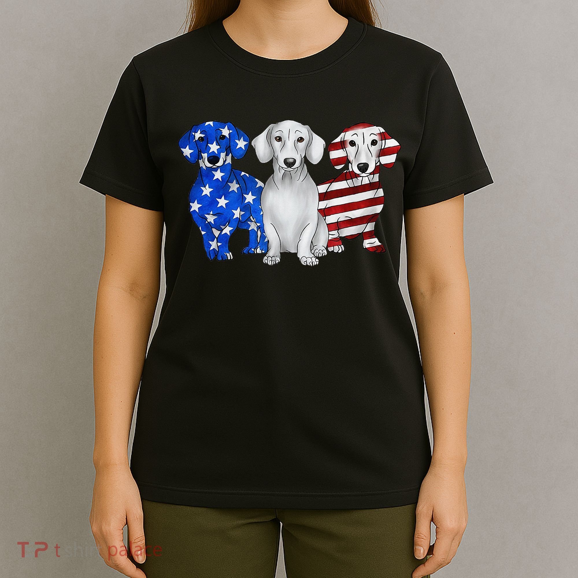 Red White Blue Dachshund American Flag 4th Of July Patriot T-Shirt