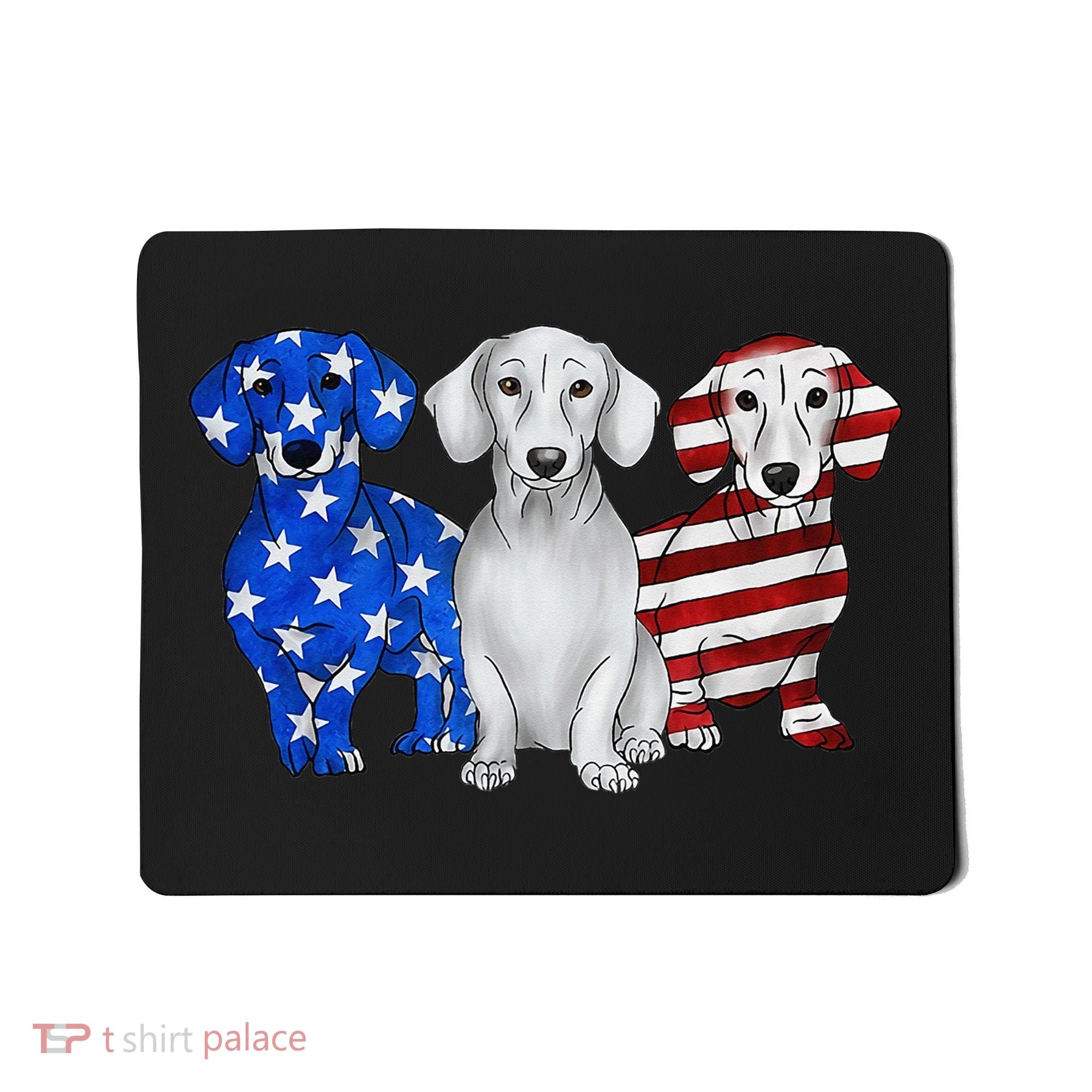 Red White Blue Dachshund American Flag 4th Of July Patriot Mousepad