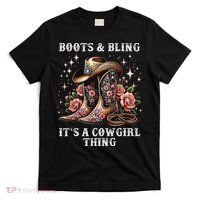 Rodeo Women Cowboy Boots And Bling Its A Cowgirl Thing T-Shirt thumb 0