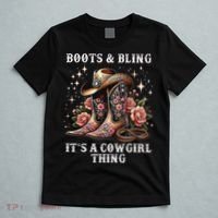 Rodeo Women Cowboy Boots And Bling Its A Cowgirl Thing T-Shirt thumb 5