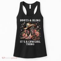 Rodeo Women Cowboy Boots And Bling Its A Cowgirl Thing Women's Tank Top thumb 0