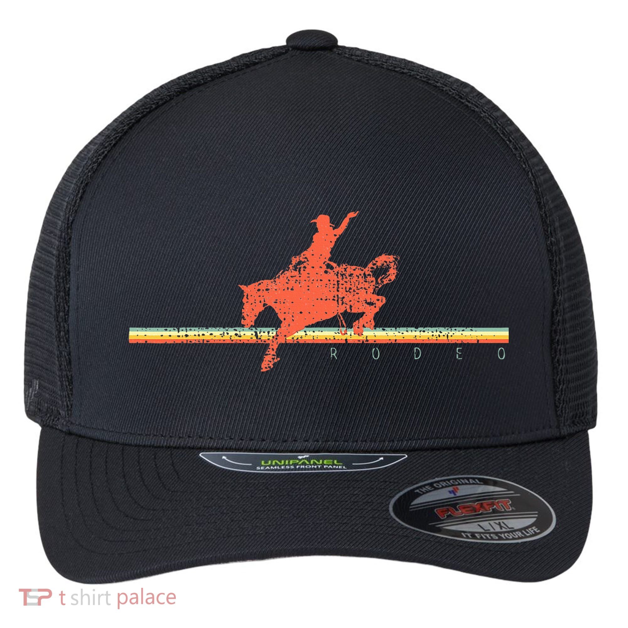 Rodeo Western Country Horse Flexfit Unipanel Trucker Cap