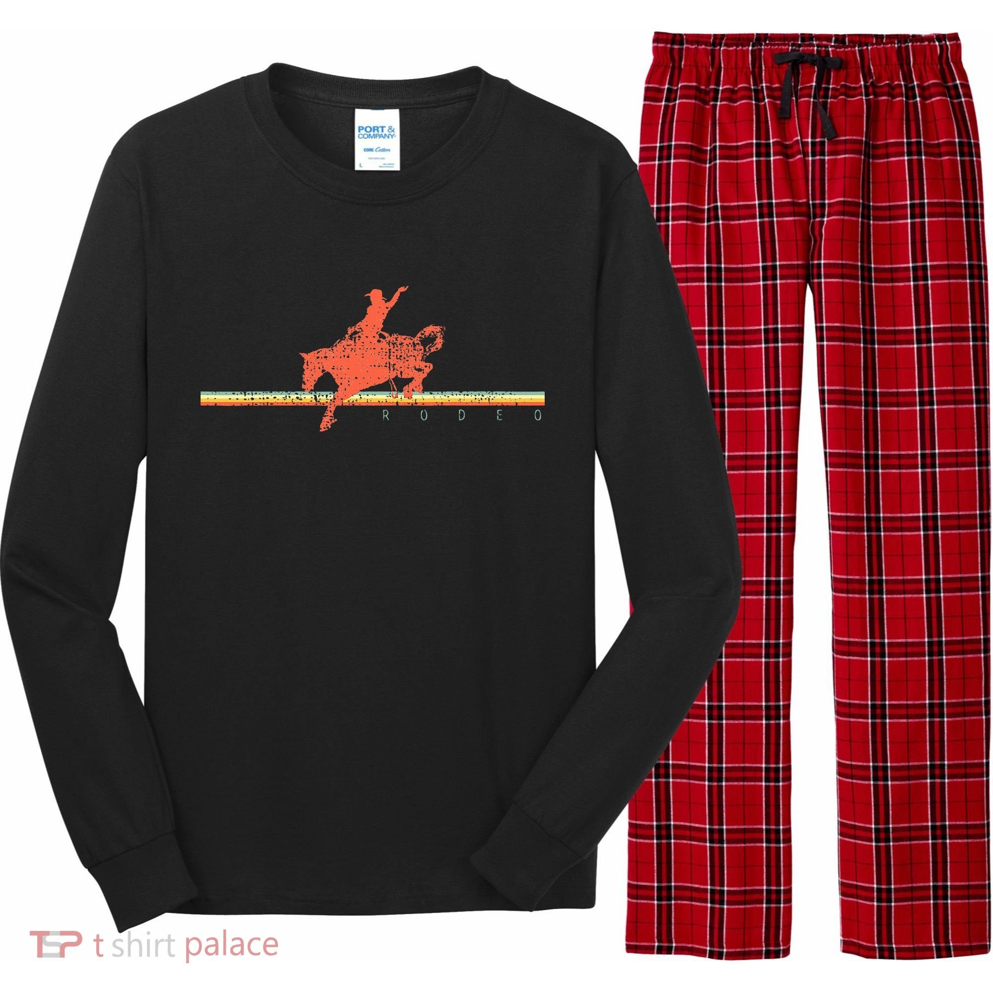 Rodeo Western Country Horse Long Sleeve Pajama Set
