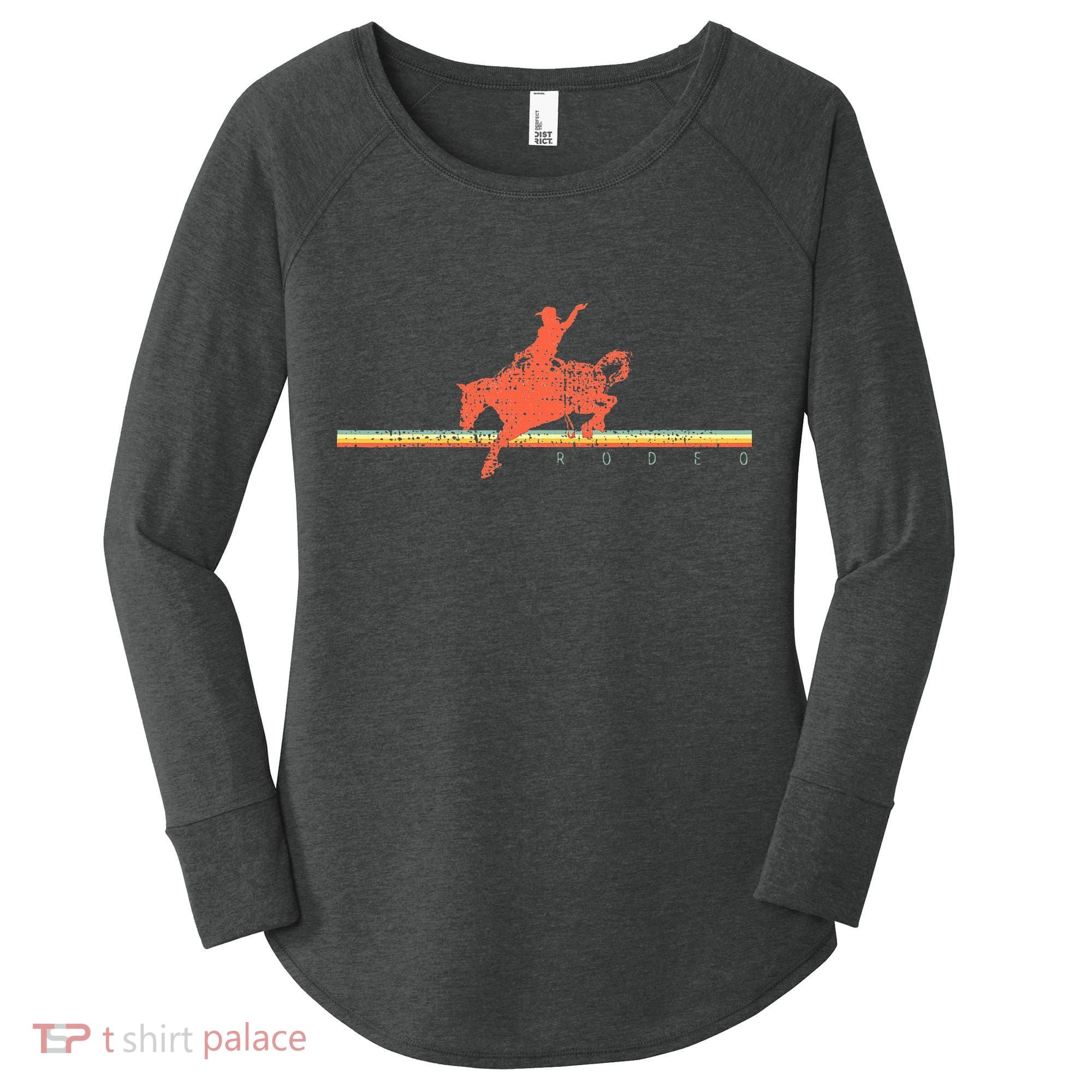 Rodeo Western Country Horse Women's Perfect Tri Tunic Long Sleeve Shirt