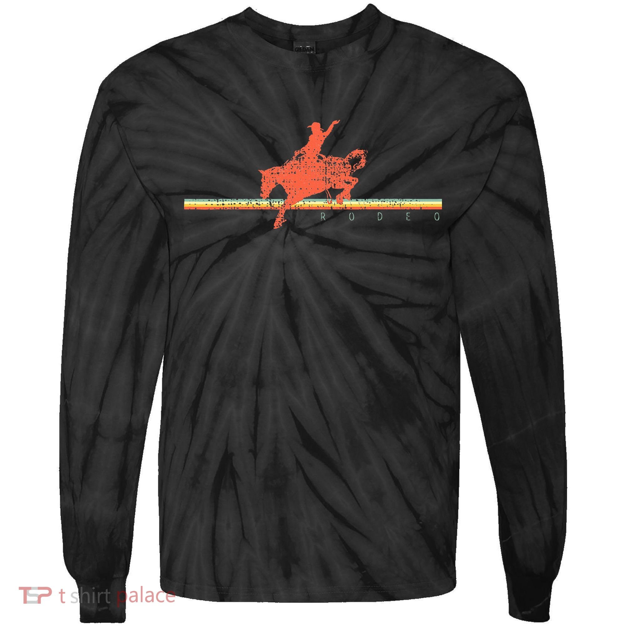 Rodeo Western Country Horse Tie-Dye Long Sleeve Shirt
