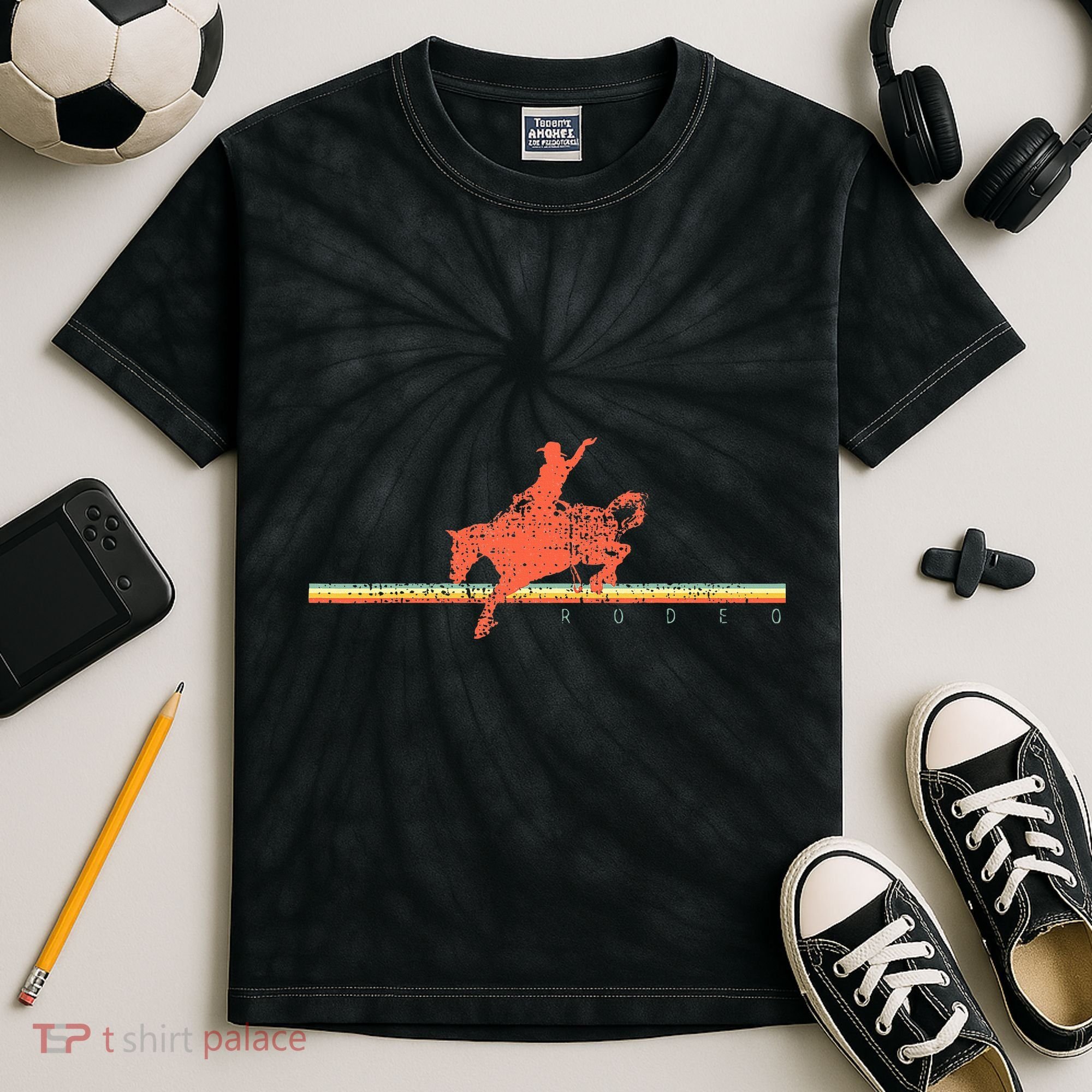 Rodeo Western Country Horse Kids Tie-Dye T-Shirt