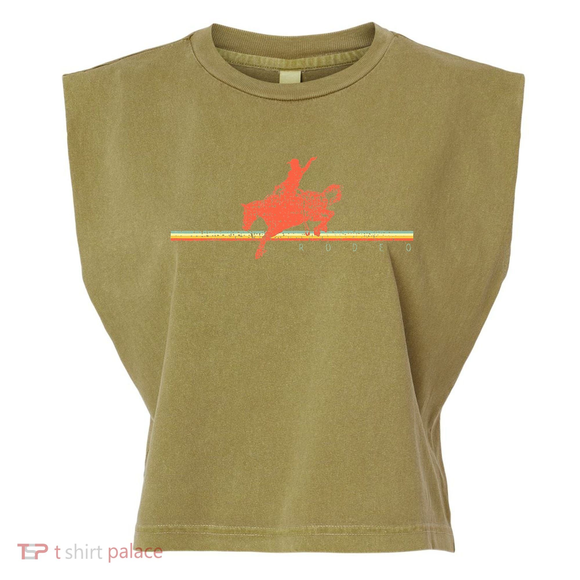 Rodeo Western Country Horse Garment-Dyed Women's Muscle Tee
