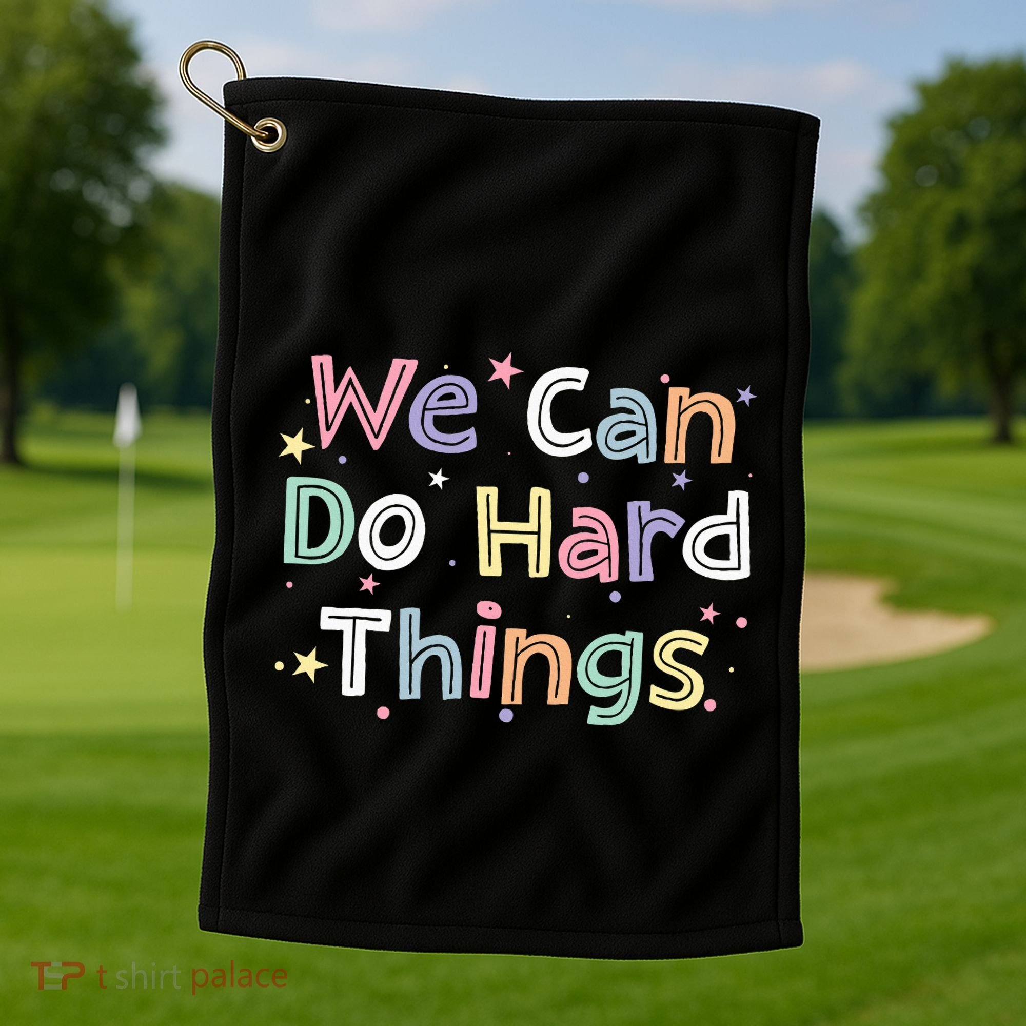 Retro We Can Do Hard Things Teacher Back To School Golf Towel