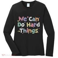Retro We Can Do Hard Things Teacher Back To School Women's Long Sleeve Shirt thumb 0