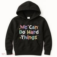 Retro We Can Do Hard Things Teacher Back To School Kids Hoodie thumb 0