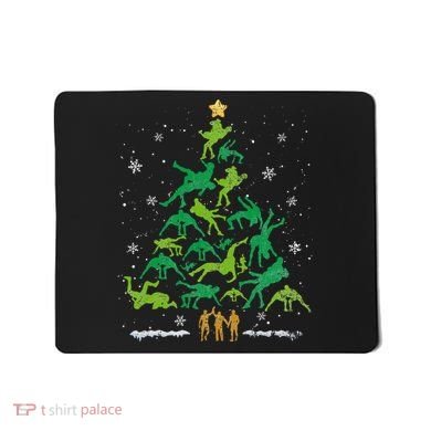 Retro Wrestling Christmas Tree Xmas Wrestling Player Lover Mousepad