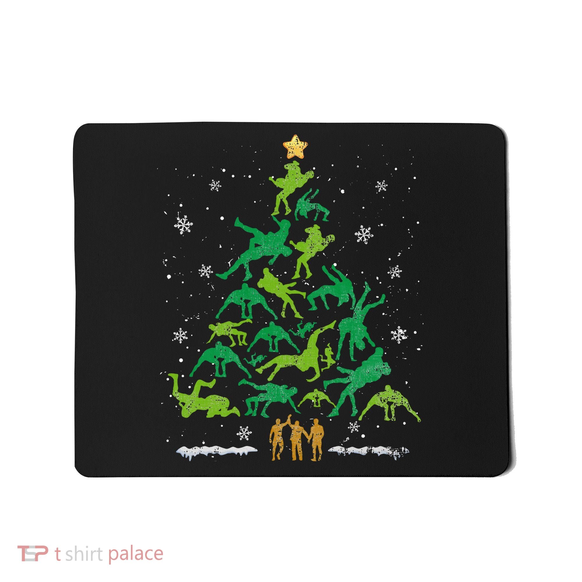 Retro Wrestling Christmas Tree Xmas Wrestling Player Lover Mousepad