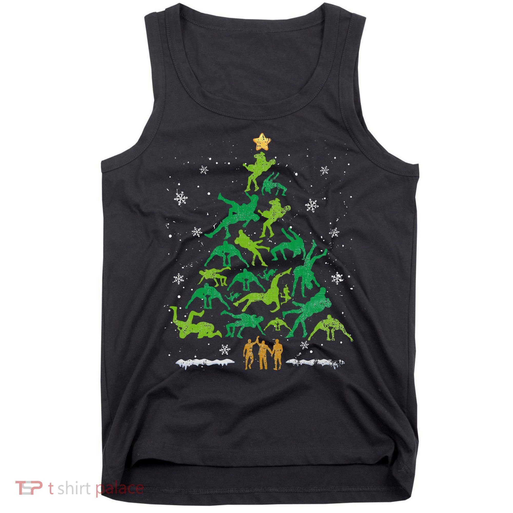 Retro Wrestling Christmas Tree Xmas Wrestling Player Lover Tank Top