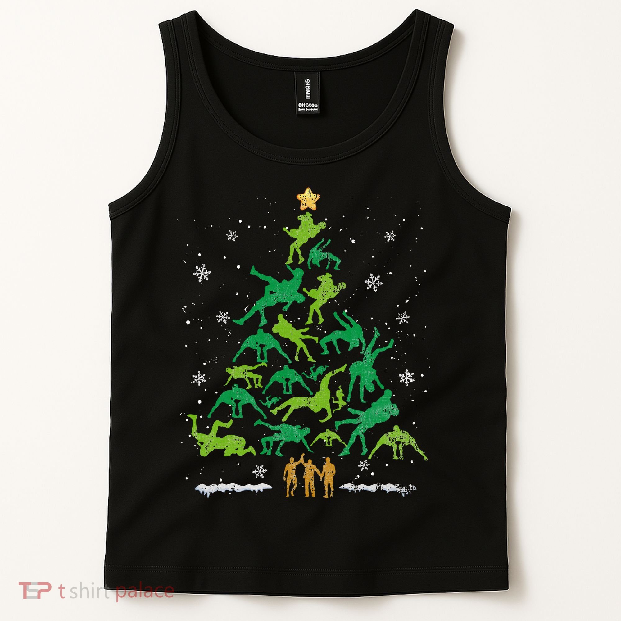 Retro Wrestling Christmas Tree Xmas Wrestling Player Lover Tank Top