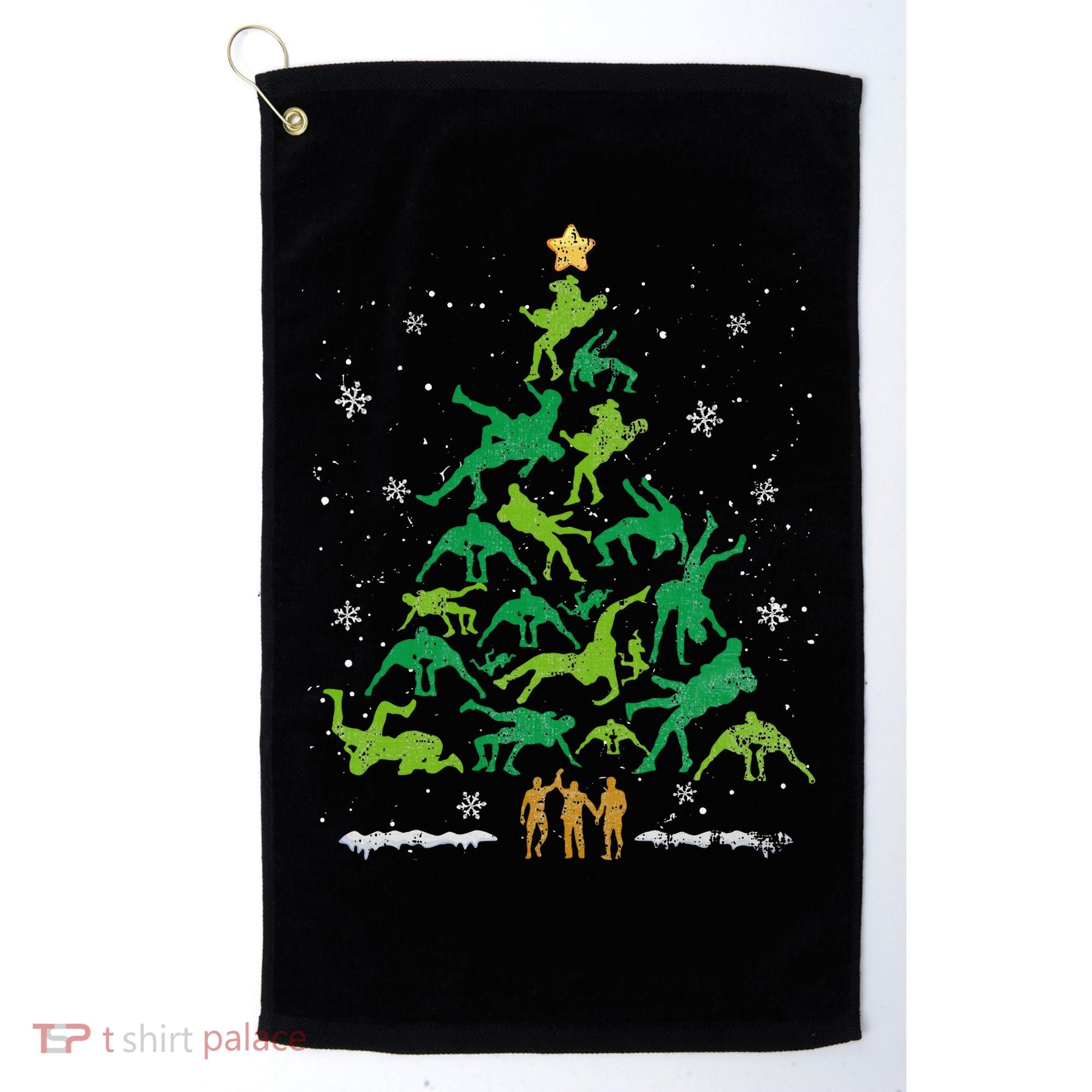 Retro Wrestling Christmas Tree Xmas Wrestling Player Lover Golf Towel
