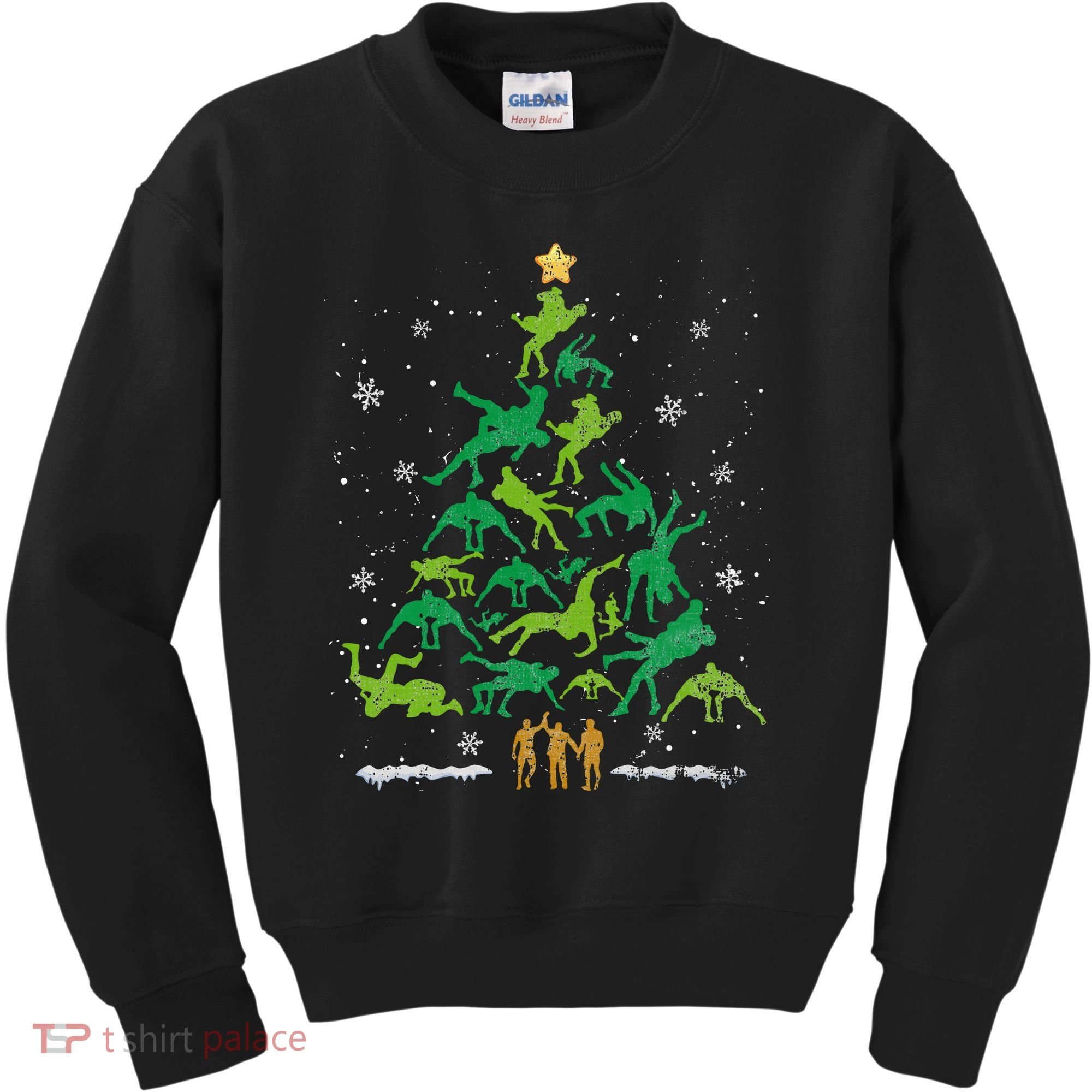 Retro Wrestling Christmas Tree Xmas Wrestling Player Lover Kids Sweatshirt