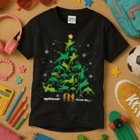 Retro Wrestling Christmas Tree Xmas Wrestling Player Lover Kids T-Shirt thumb 3