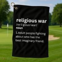 Religious War Definition Aldult People Fighting Funny Jesus Golf Towel thumb 1