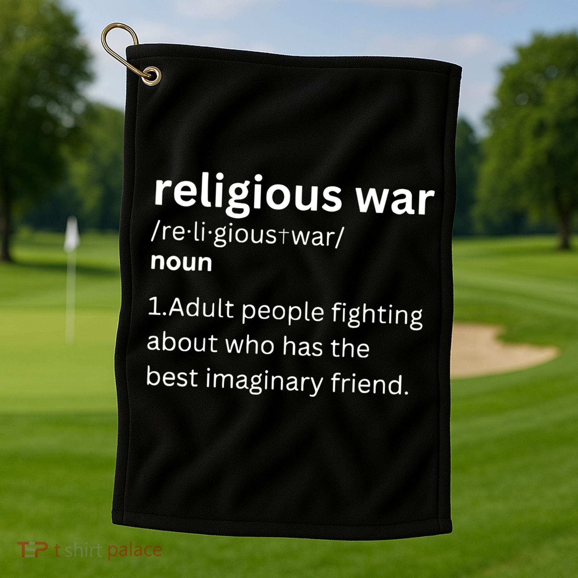 Religious War Definition Aldult People Fighting Funny Jesus Golf Towel