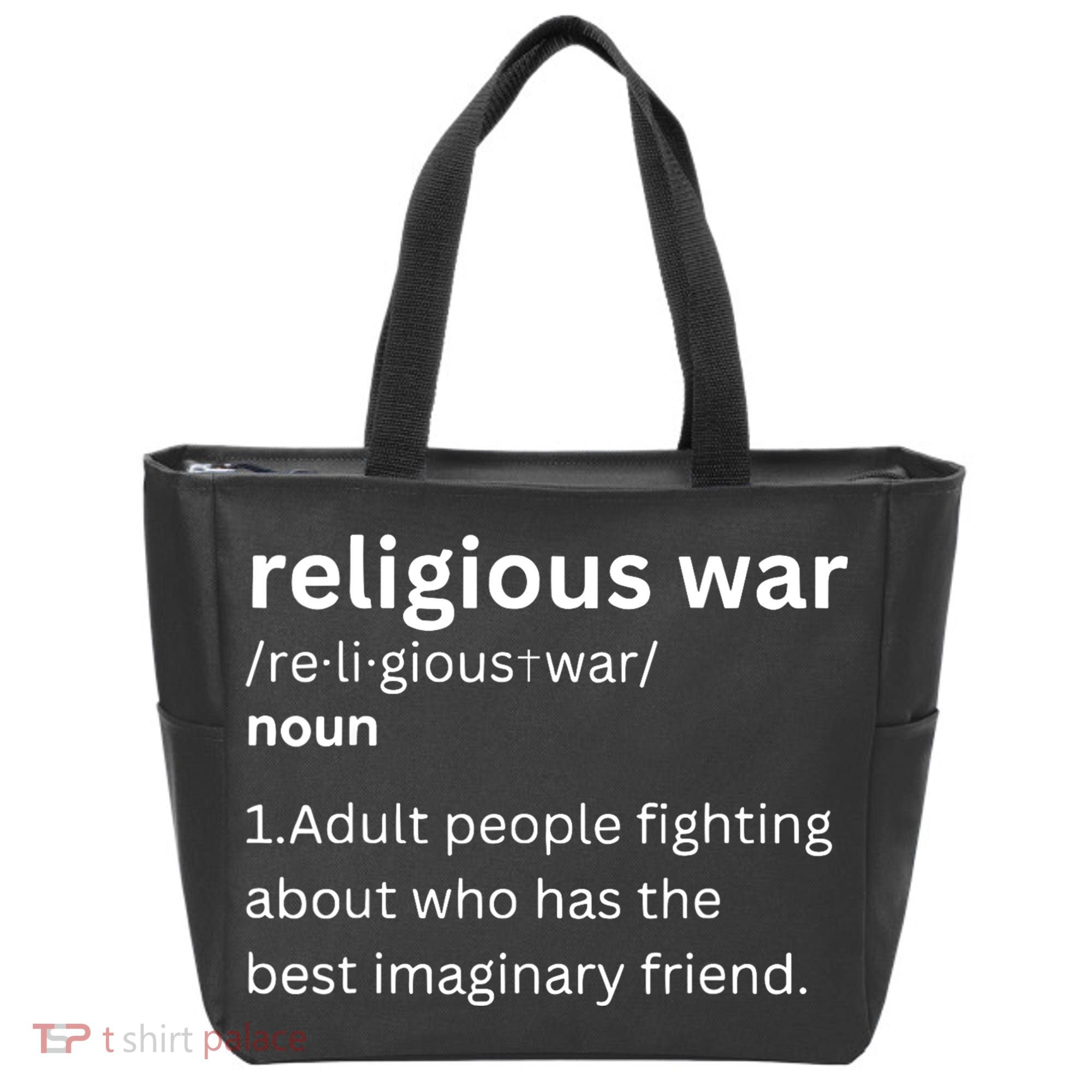 Religious War Definition Aldult People Fighting Funny Jesus Tote Bag