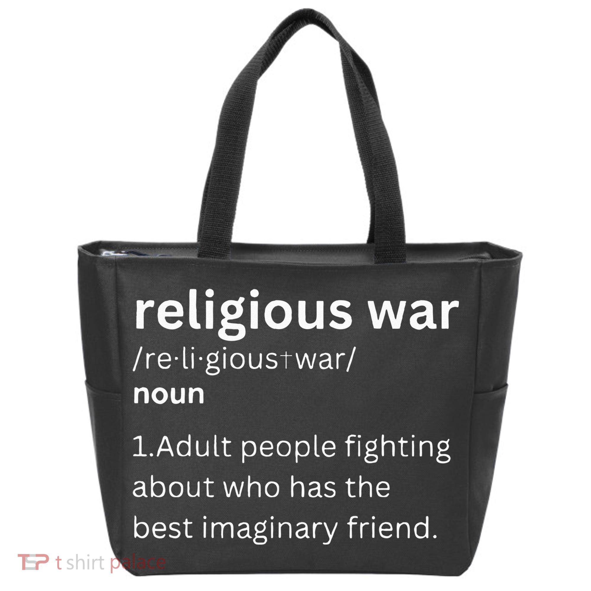 Religious War Definition Aldult People Fighting Funny Jesus Tote Bag