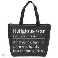 Religious War Definition Funny Offensive Antireligious Activist Tote Bag thumb 0
