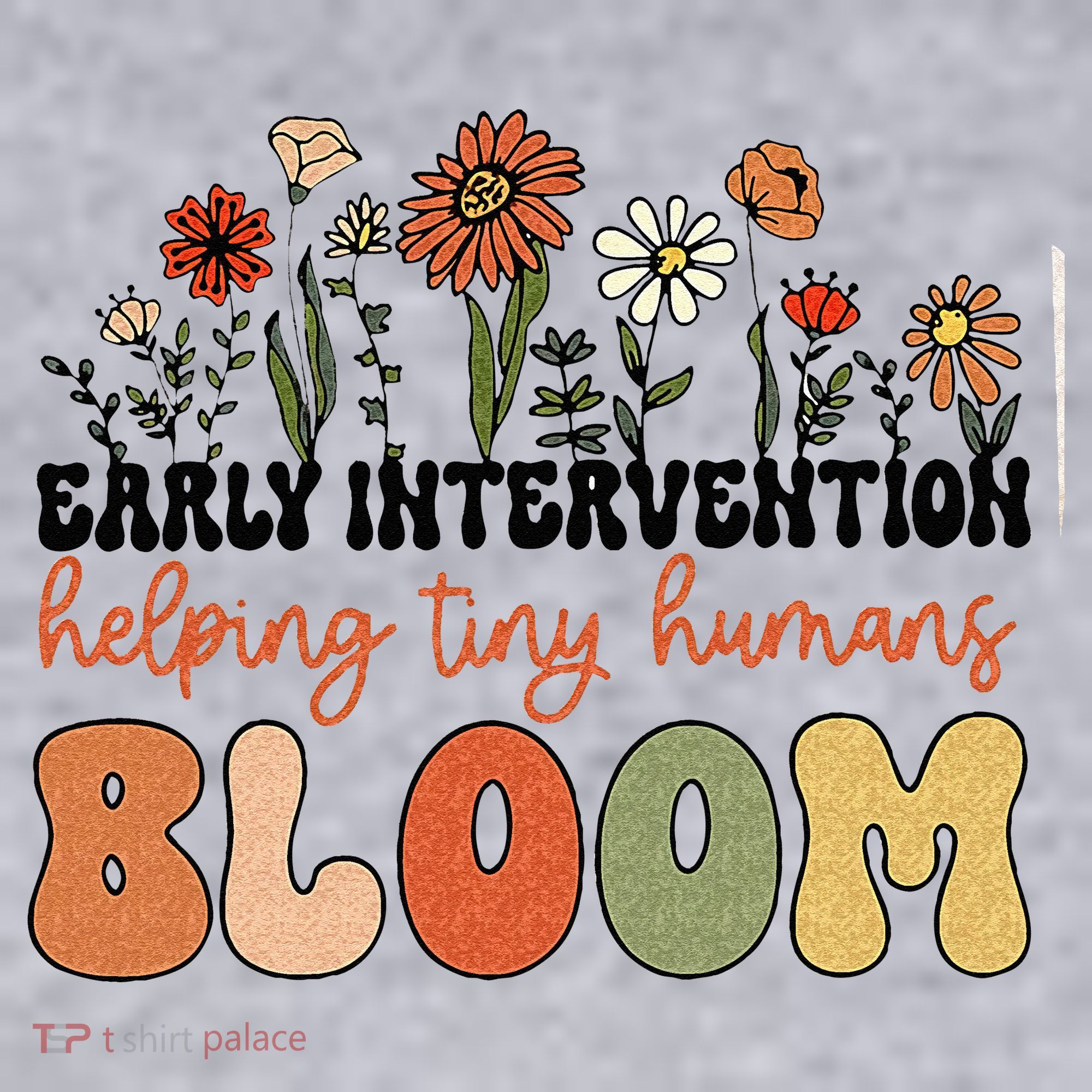 Retro Wildflower Early Intervention Helping Tiny Human Bloom Ladies Heavyweight Boxy Pullover Hoodie