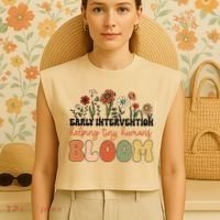 Retro Wildflower Early Intervention Helping Tiny Human Bloom Garment-Dyed Women's Muscle Tee thumb 4