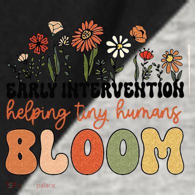 Retro Wildflower Early Intervention Helping Tiny Human Bloom Raglan Baseball Sleeve Shirt