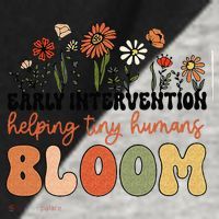 Retro Wildflower Early Intervention Helping Tiny Human Bloom Raglan Baseball Sleeve Shirt thumb 2