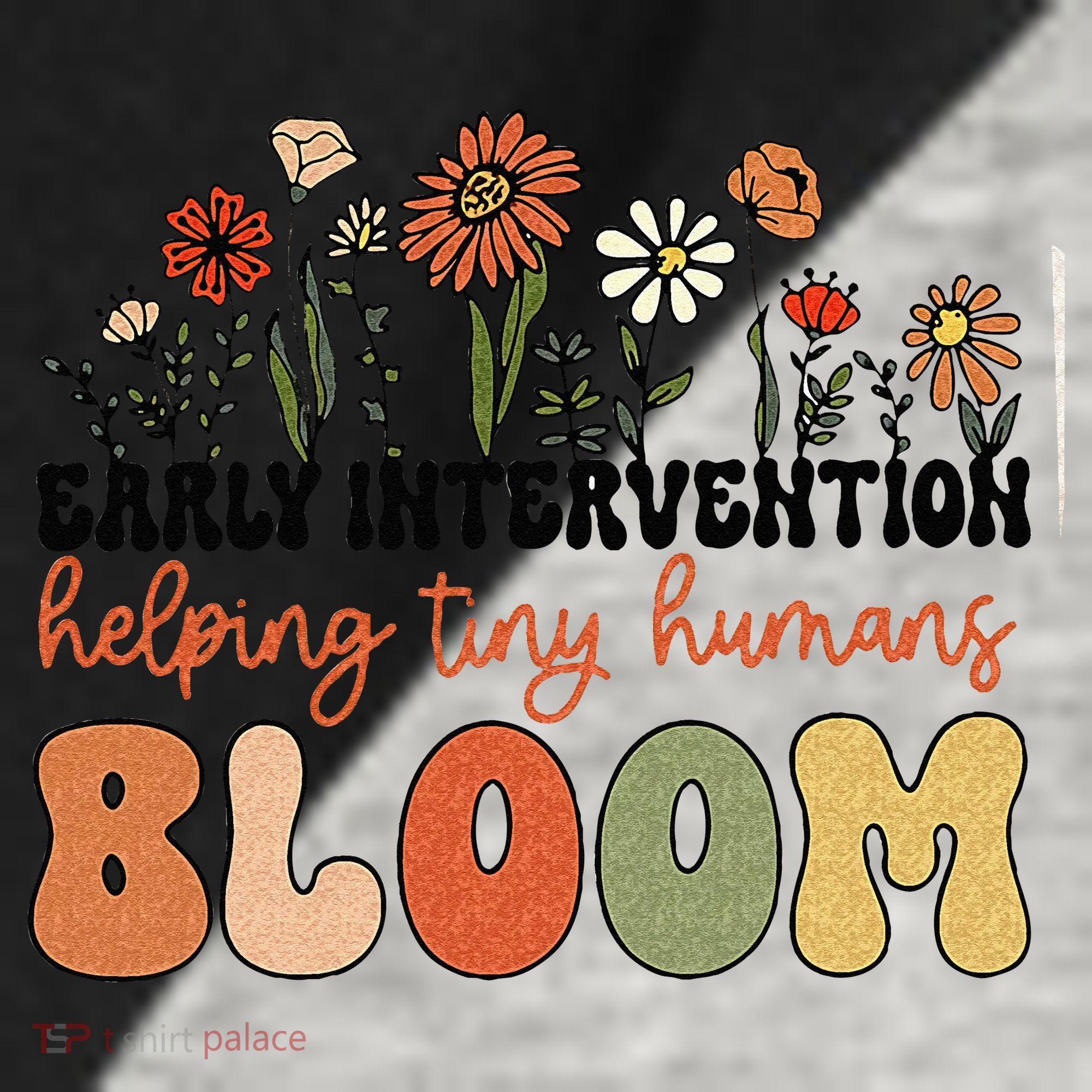 Retro Wildflower Early Intervention Helping Tiny Human Bloom Raglan Baseball Sleeve Shirt