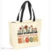 Retro Wildflower Early Intervention Helping Tiny Human Bloom Tote Bag thumb 2