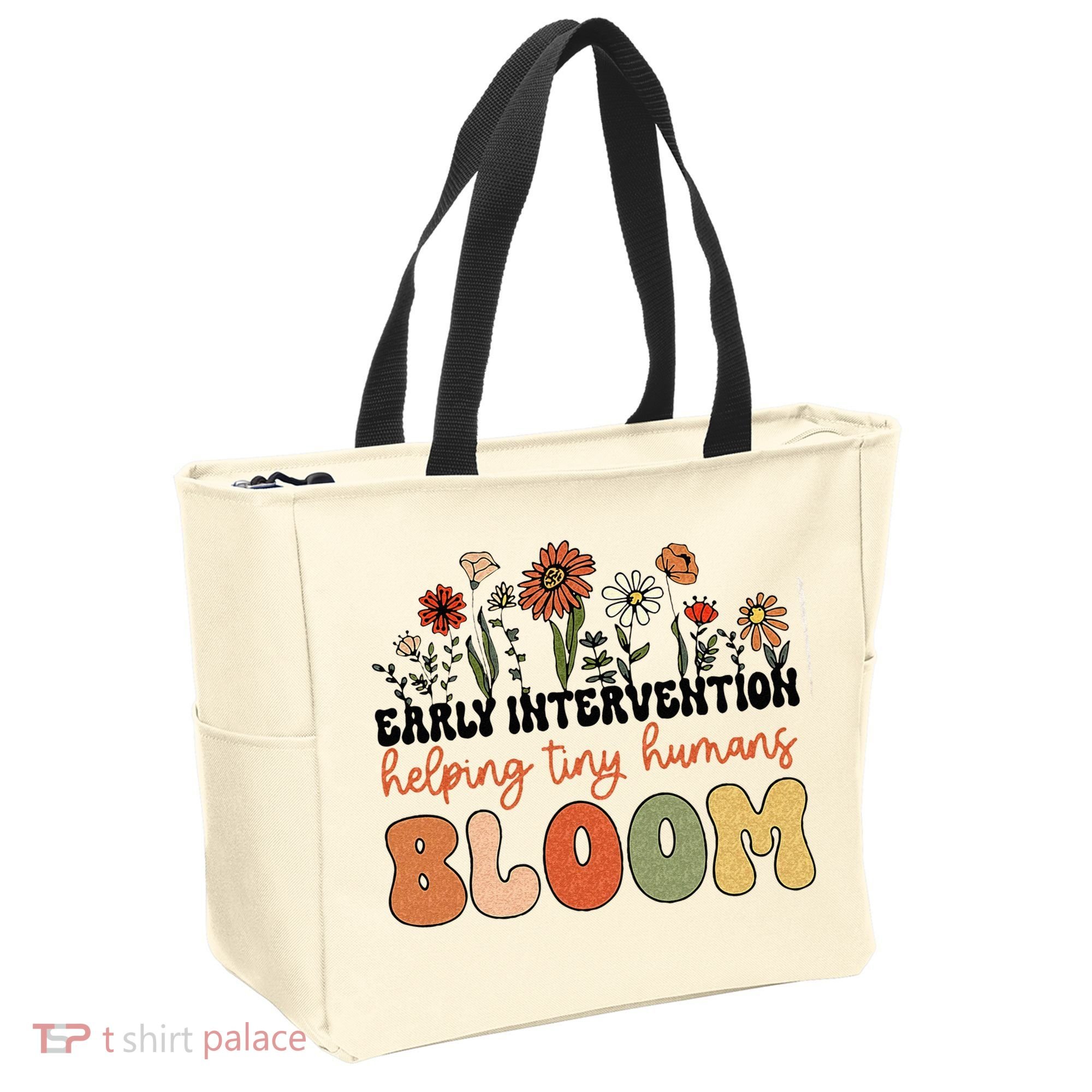Retro Wildflower Early Intervention Helping Tiny Human Bloom Tote Bag
