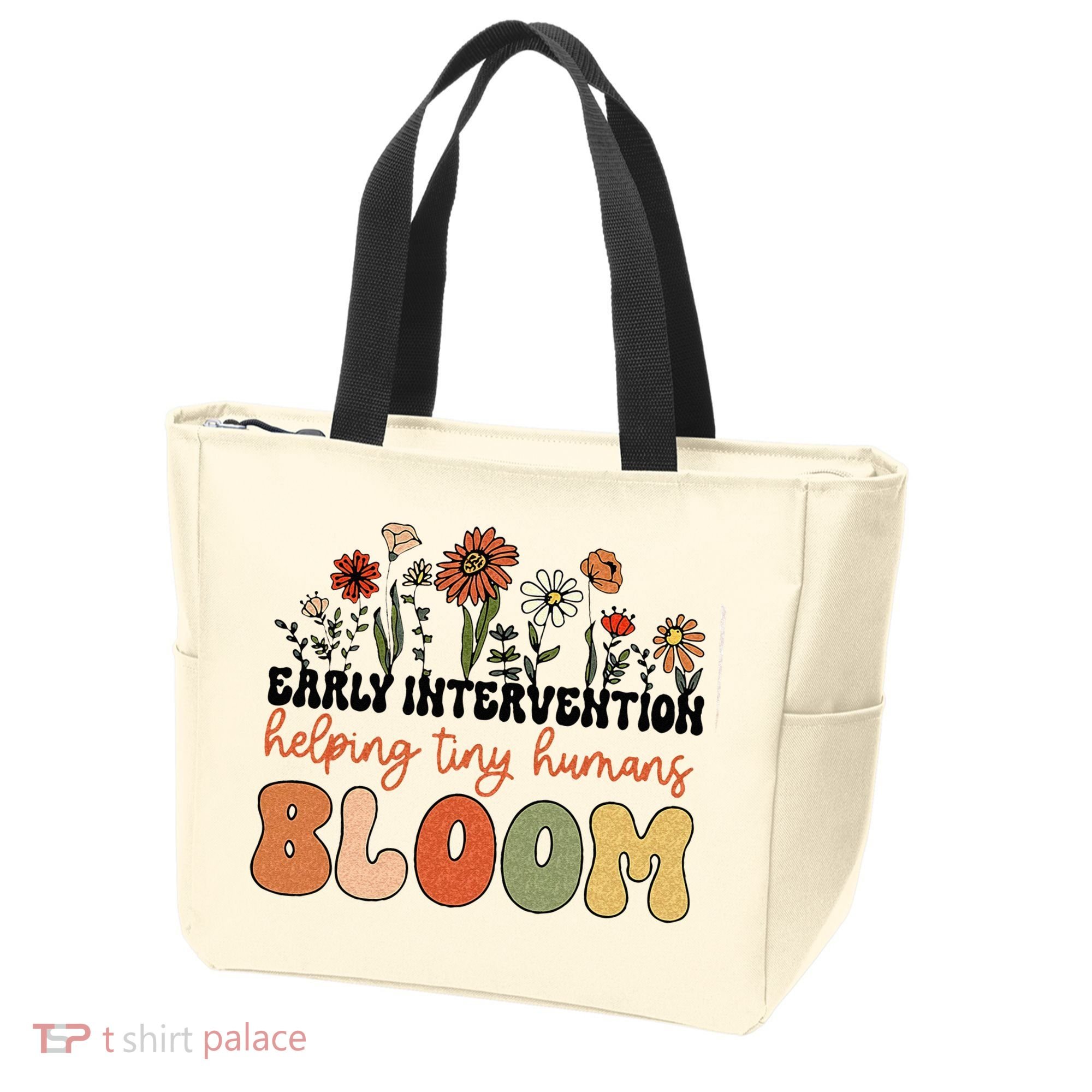 Retro Wildflower Early Intervention Helping Tiny Human Bloom Tote Bag